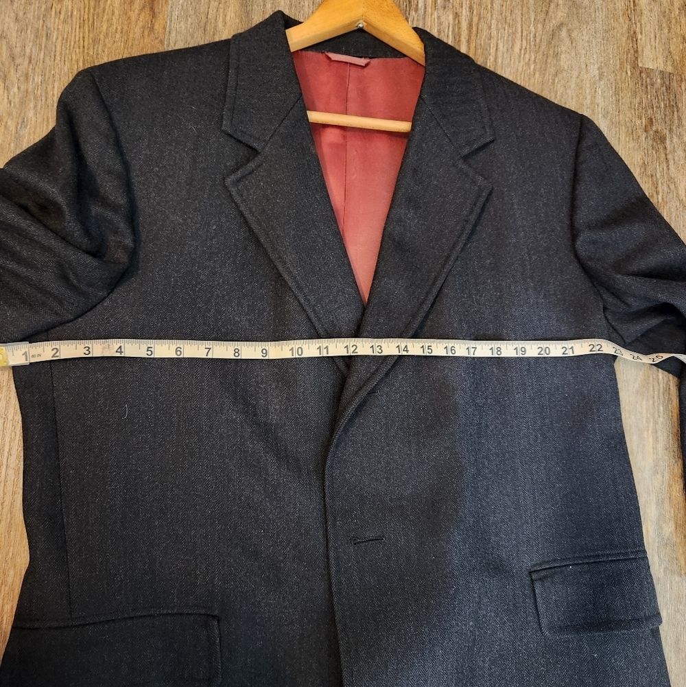 VINTAGE John Wanamaker Rittenhouse Collection 100% Wool Herringbone Overcoat 42R - Picture 9 of 12